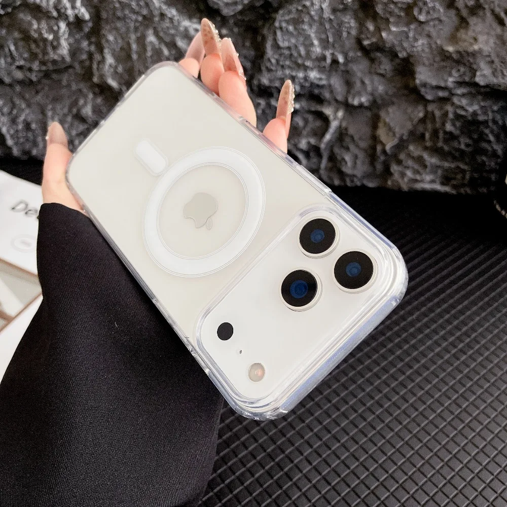 Transparent Original Magnetic Phone Case for iPhone 17 16 15 14 Plus 13 12 mini 11 Pro XS Max XR for Magsafe Acrylic Clear Cover