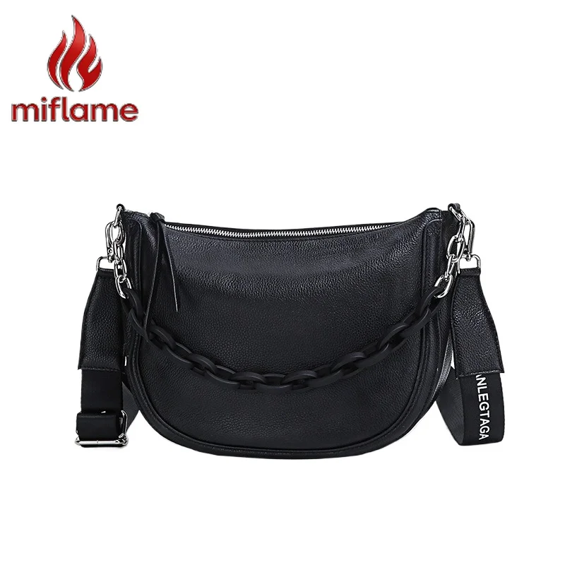 

Women's Genuine Leather Shoulder Bag Soft Cowhide Crossbody Purse Wide Strap Versatile Fashion Trendy Handbag