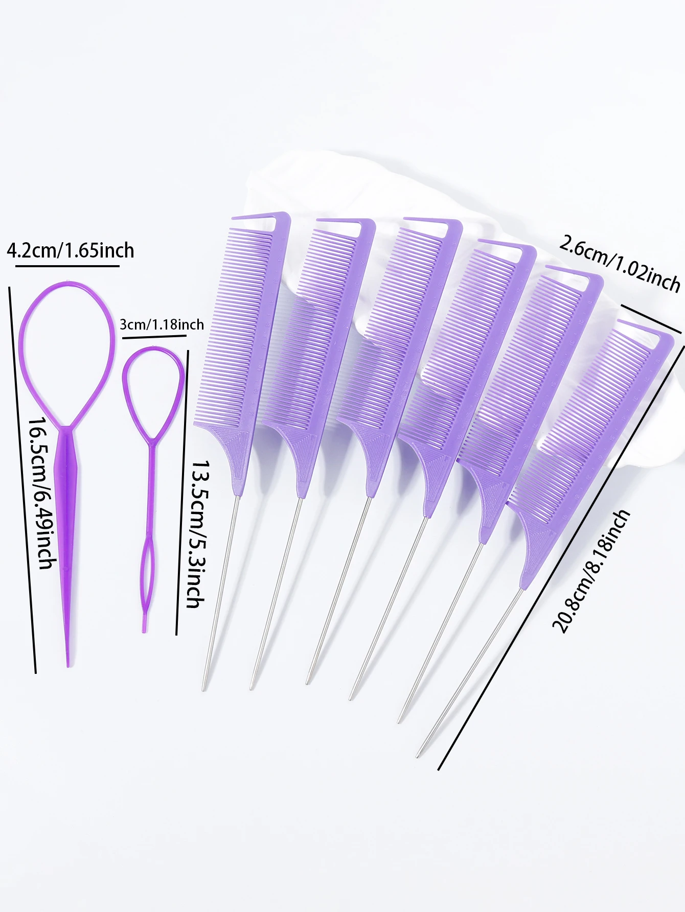 スケール付き尖った尾ヘアコームプラスチックヘアループヘア三つ編みポニーテールブラシヘアスタイリングツールヘアコーム用ヘアアクセサリー