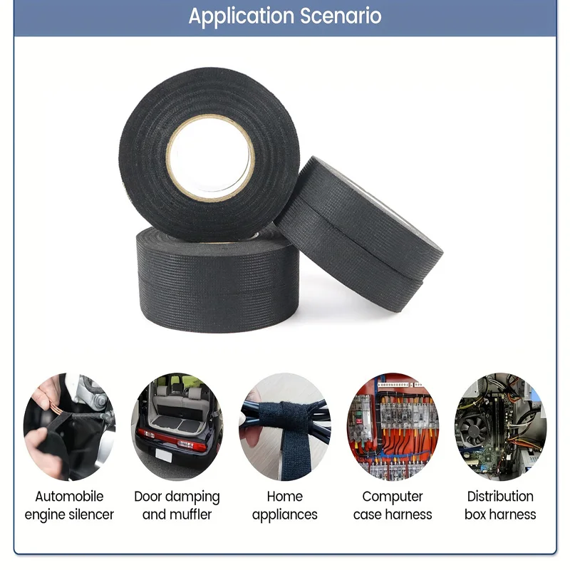 15 Meter Heat-resistant Flame Retardant Tape Adhesive Cloth Tape For Car Cable Harness Wiring Loom Protection