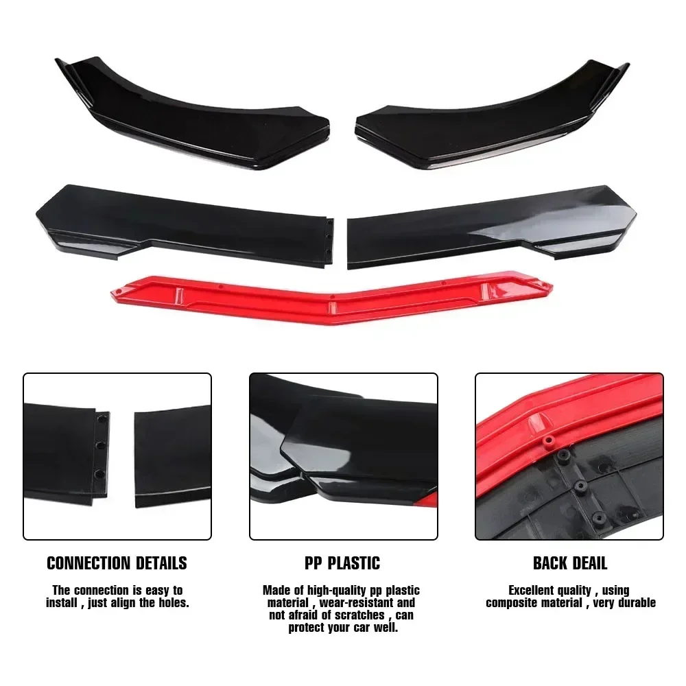 4-teiliges Universelles Auto-Frontstoßstangen-Lippen-Kit Splitter Spoiler Diffusor Schutz Auto-Zubehör Amagi – Detail 7