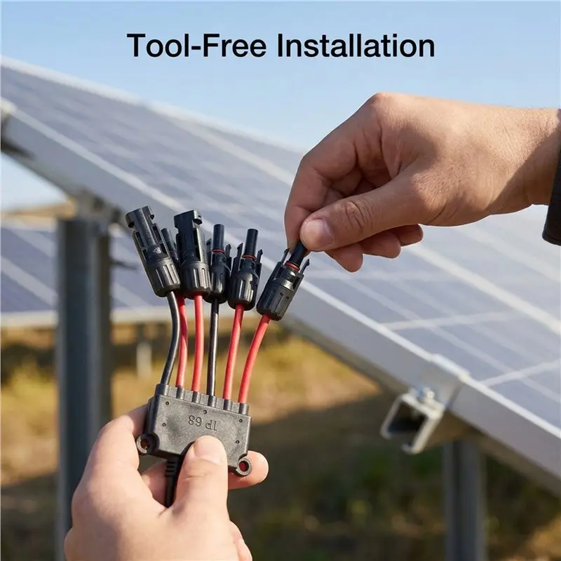 M11K-For Solar Connectors 2 To 6 Y-Branch P Type, Tool-Free Design 10Awg, For Solar Panels, Splitter For Boat And RV Compatible