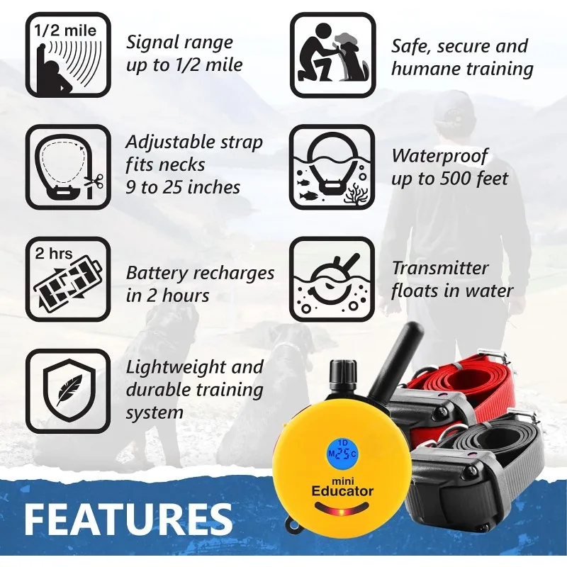 Mile Rechargeable Dog Trainer Ecollar with Remote for Small, Medium, and Large Dogs by E-Collar Technologies