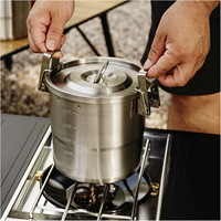 Outdoor 304 Stainless Steel Cookware Portable Camping Equipment Cooking Pot and Steamer Set, 3L Capacity Mini Pressure Cooker