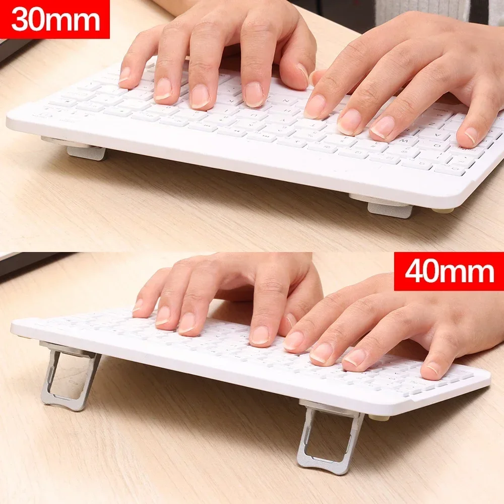 Metal Mini Laptop Stand Portable Invisible Foldable Laptop Cooling Pad Notebook Keyboard Riser 2 Height Adjustable Holder Feet