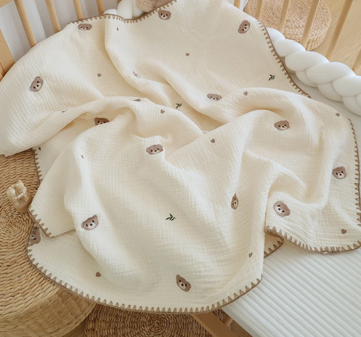 100cm Baby Blanket Summer 100% Cotton Soft Newborn Swaddle Wrap Baby Receiving Blankets Crib Sleeping Quilt Infant Bed Cover