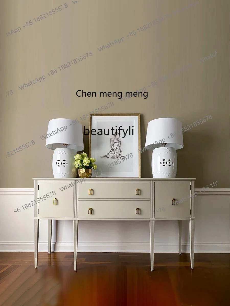 

zxAmerican-Style Solid Wood Entrance Cabinet Ash Wood Wall Curio Cabinet Living Room Locker Home Storage Rack