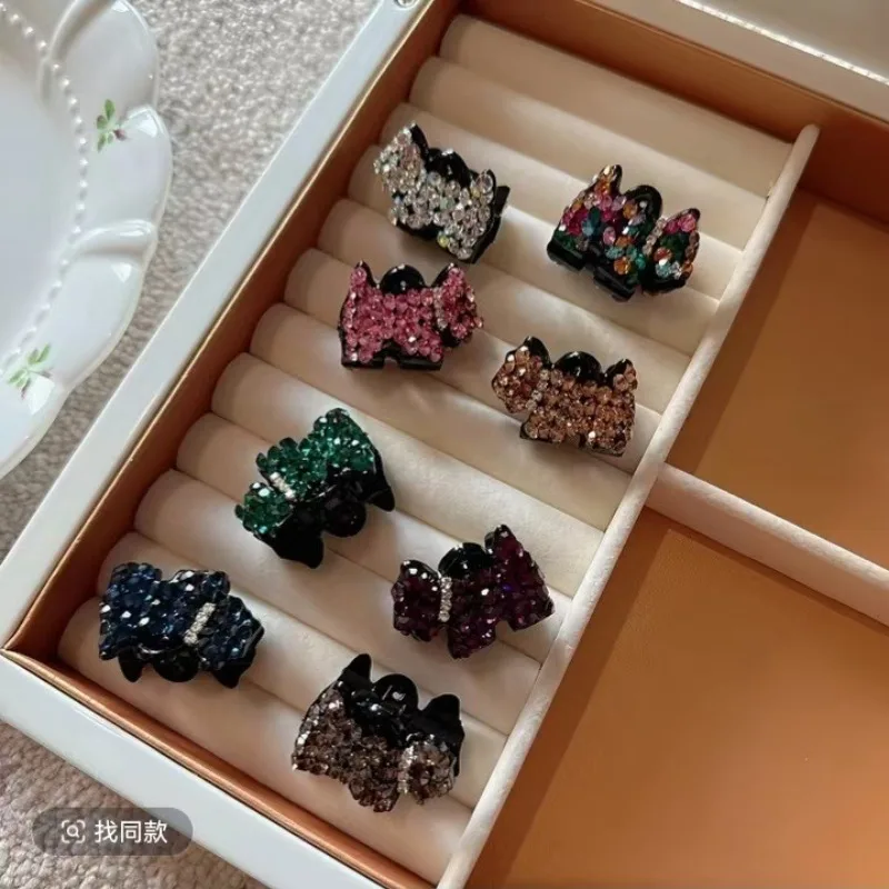

2pcs Exquisite Sparkling Cute Full Diamond Dog Hair Claw Cute Cartoon Mini Hair Grab Clip Bangs Side Clip Styling Accessories