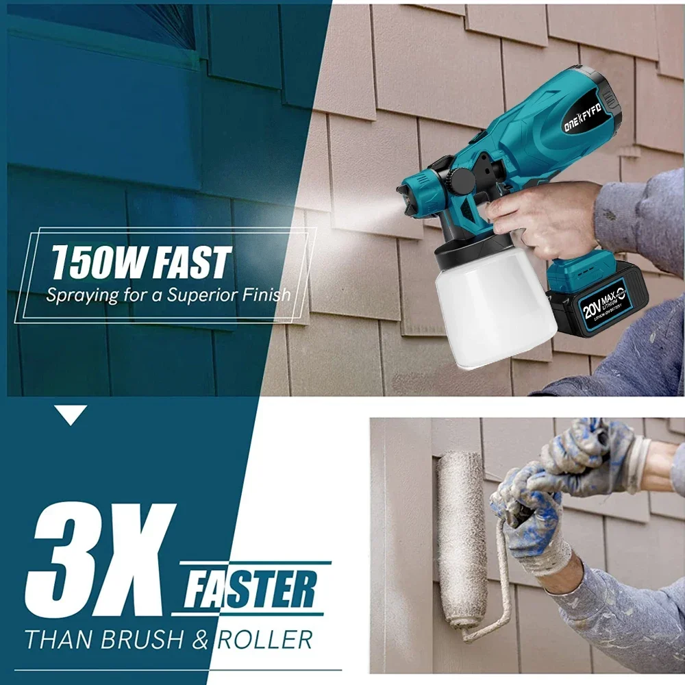 Imagem -02 - Cordless Pintura Elétrica Pistola Aço Revestimento Aerógrafo Auto Móveis Pulverizador 800ml Compatível para Makita 18v Bateria