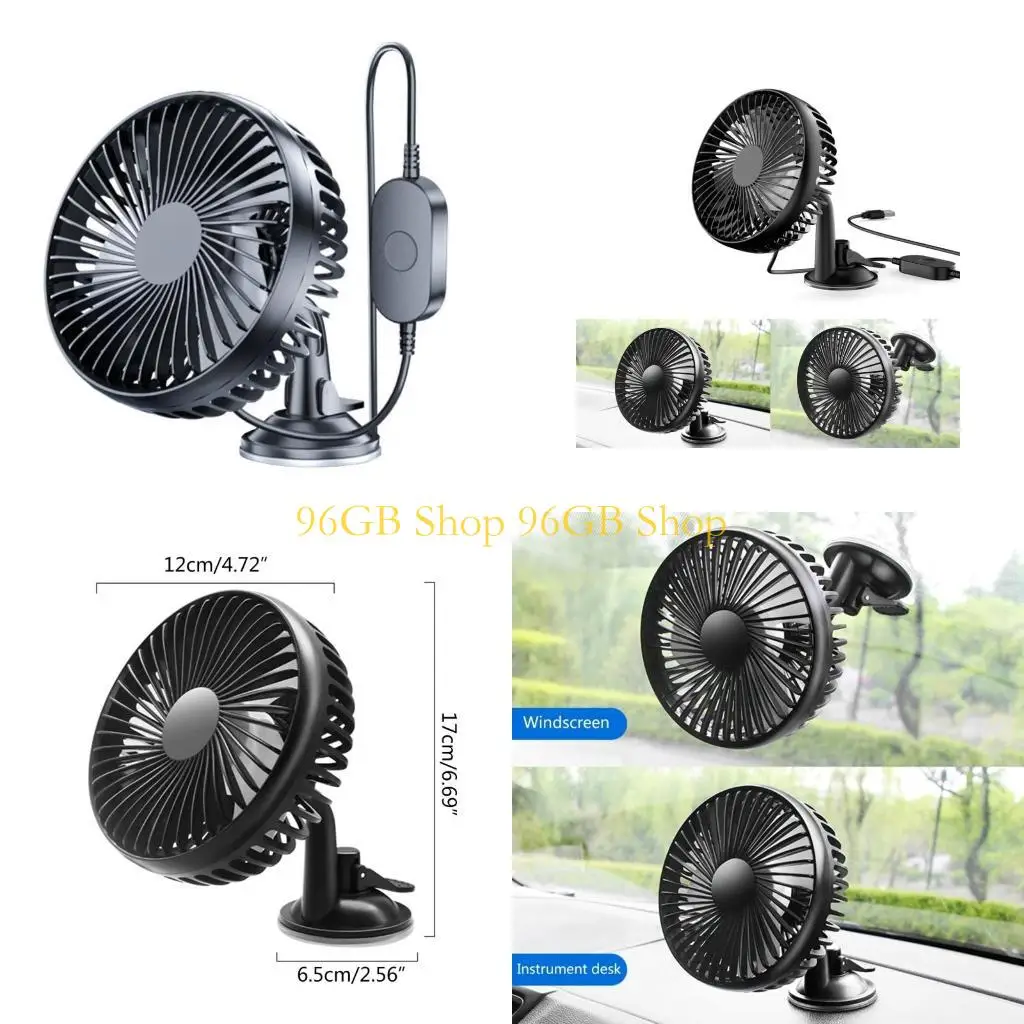 

96 ГБ 12 В Автомобильный охлаждающий вентилятор Офисный стол Автомобиль Вращающийся на 360 градусов USB-вентилятор с присоской