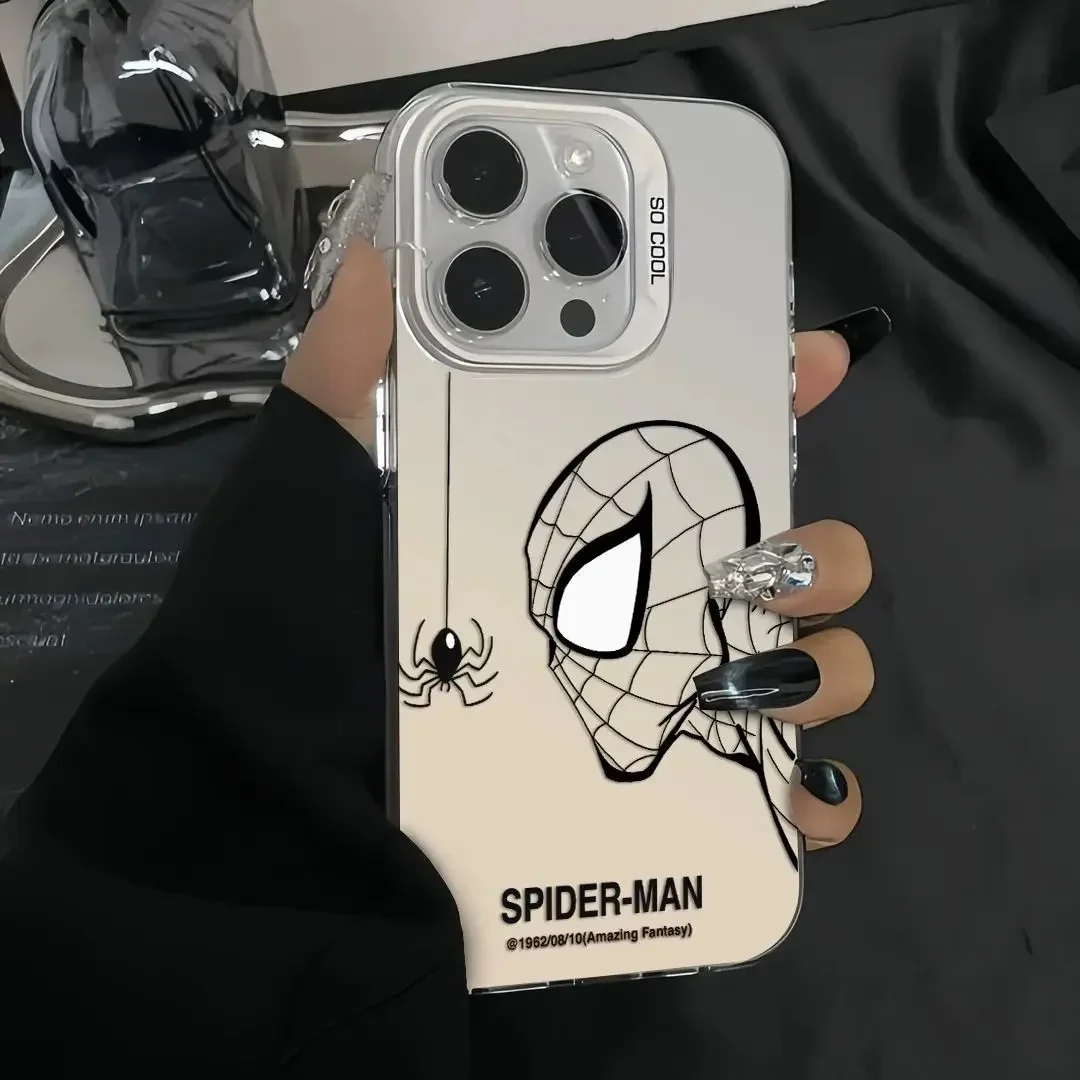 New Marvel Spider Man Plain Multistep Case For iPhone 15 14 13 12 11 Pro Max XS XR X 7 8 Plus SE Bumper Protectiou Plating Cover