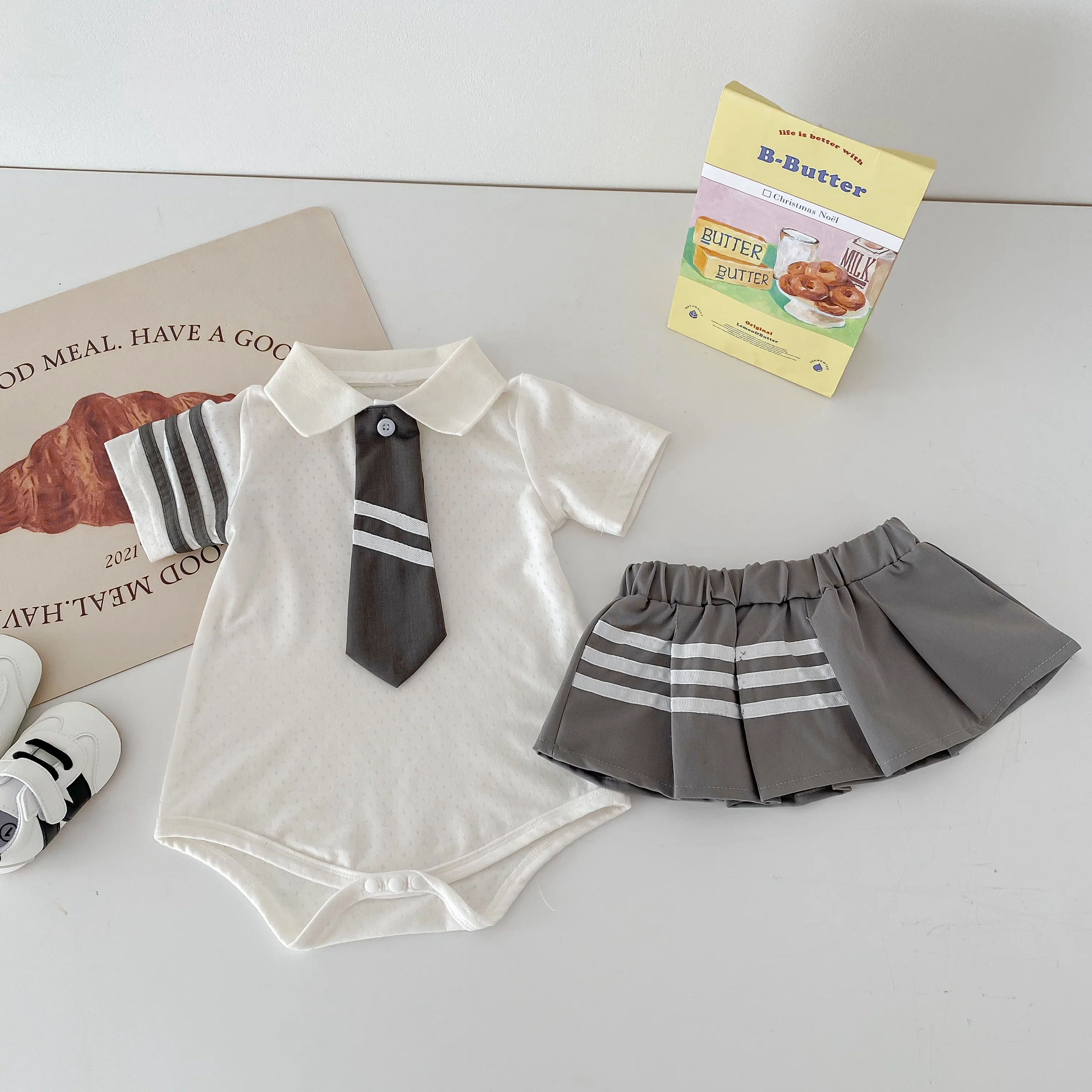 Summer Baby Boys Girls Set Cotton Infant Short Romper with Skirt 0-2 Years Old Newborn Baby New Year's Gift Clothing