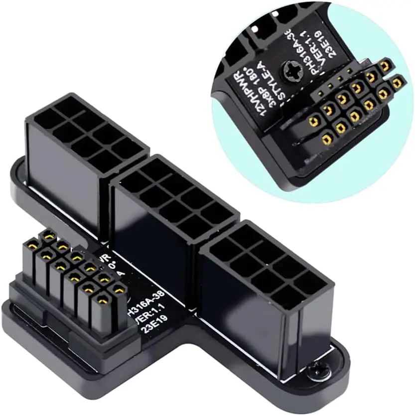 PH316-38 3 * 8P to ATX3.0 12VHPWR 12+4P Power Adapter 600W 180Degree Power Steering Connector Support 40 Series Graphics Cards