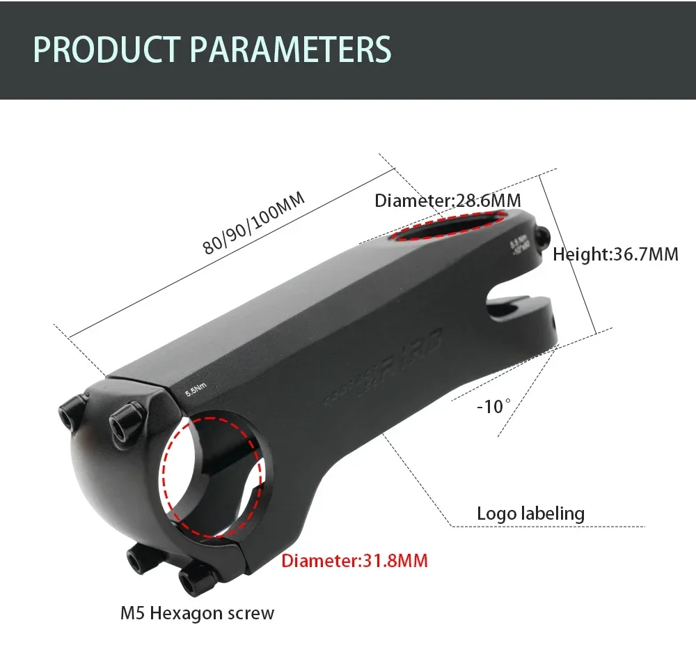 RIRO Fahrradvorbau, internes Kabel, versteckter Fahrradvorbau, 28,6–31,8 mm Aluminium, Aolly Forging/CNC-Griff mit Abstandshalter, Straßenlenkervorbau – Detail 10