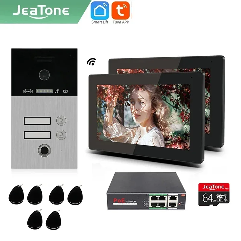 Jeatone Tuya 7 Inch Video Door Phone Intercom Doorbell Smart Home Door Eye Camera Wireless WiFi Access Control System For Home