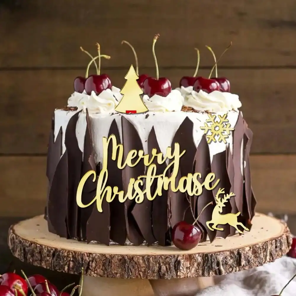4 teile/satz Frohe Chirstmas Thema Kuchen Dekorationen, für Weihnachten Baum Elch Geburtstag Party Kuchen Dekor Liefert – Detail 2