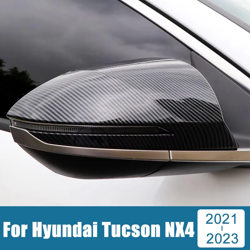 

Car Rearview Mirror Side Molding Cover Trim Stickers ABS Carbon Decoration Accessories For Hyundai Tucson NX4 2021 2022 2023