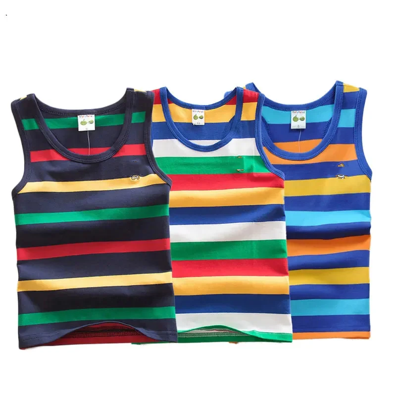 2022 Summer Tank Top For Girls Striped Children Undershirt Cotton Kids Underwear Model Teenager Camisole Baby Singlets Clothing