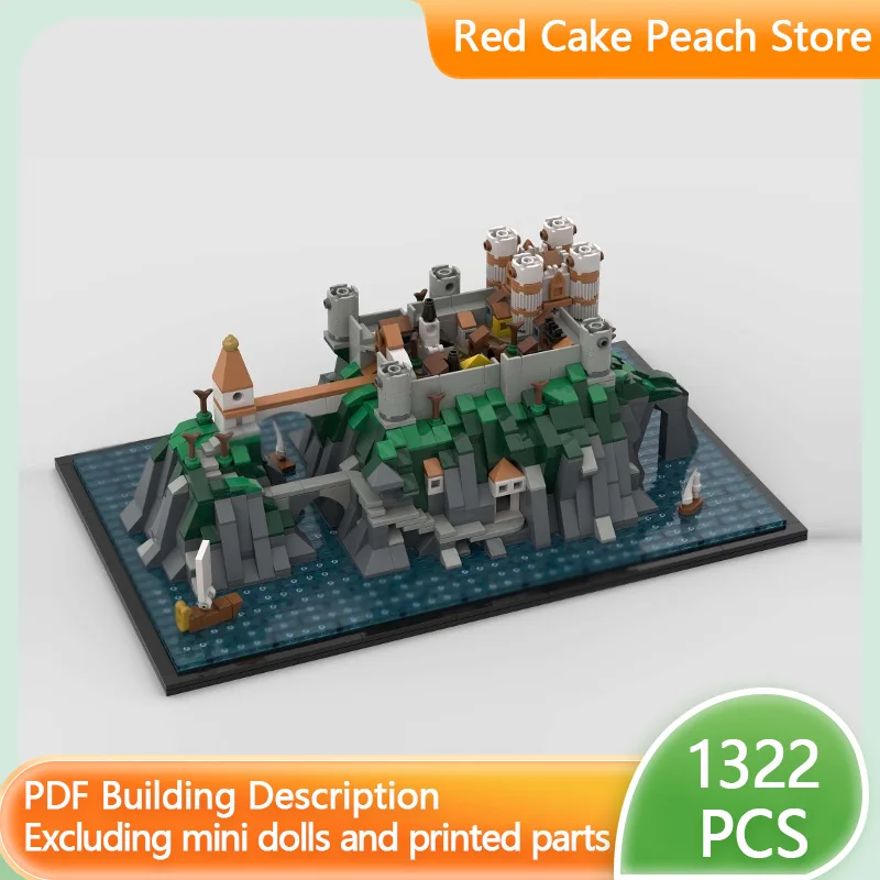 

Medieval Castle Model MOC Building Bricks Village On An Island Modular Technology Children Holiday Gifts Assemble Toys Suit