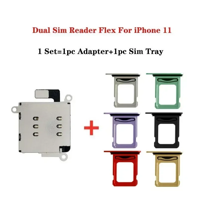 Dual Sim Card Reader Tray Slot Holder Connector Flex Ribbon Cable for IPhone 11 XR