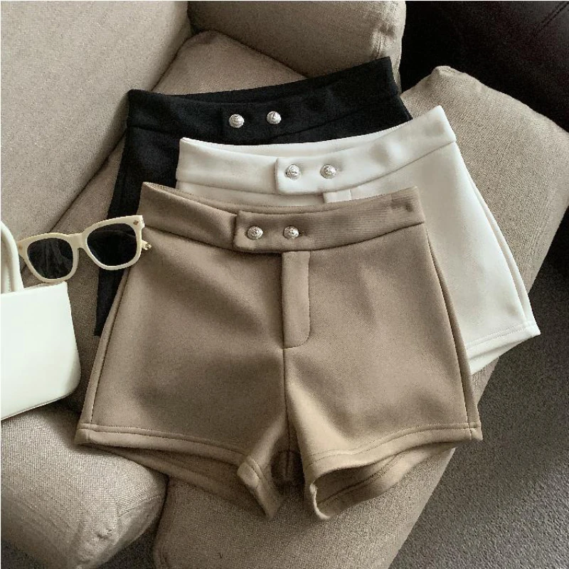 Bomon Fashion Y2K Korean Retro 2000s Fall New Women's Clothing High-Waisted Suit Shorts Solid Color All-In-One Straight-Leg Pant