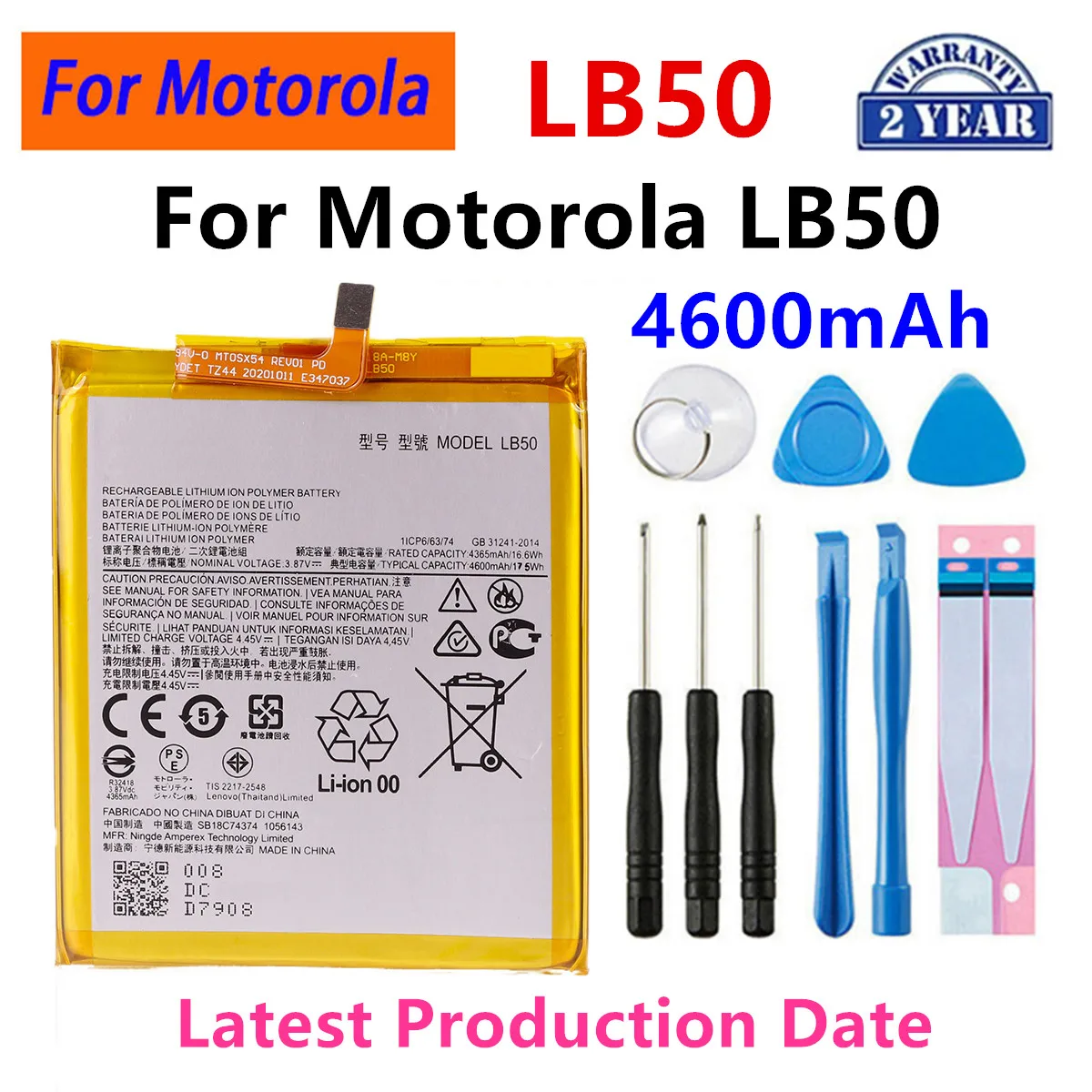 

Brand New LB50 4600mAh Battery For Motorola LB50 phone Batteries+Tools