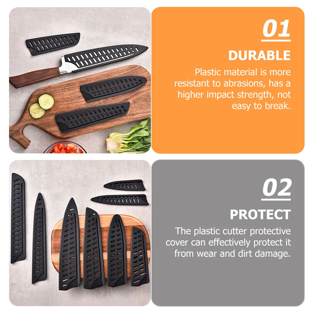 

6pcs Kitchen Knife Protectors Universal Plastic Cutter Sleeves Household Cutting Tool Cover Chef Organizer Kitchen
