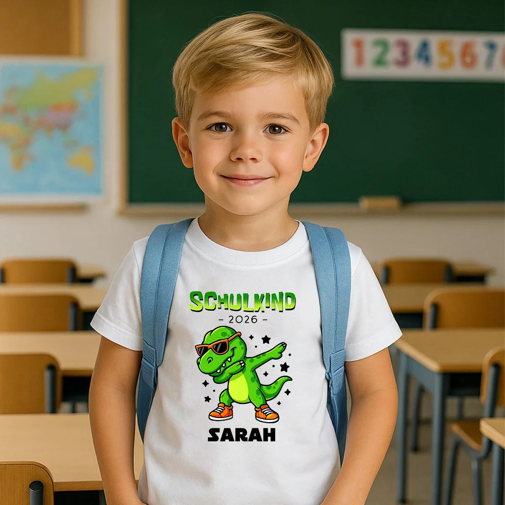 Personalized Back To School T-shirt with Name Schoolchild 2026 T-Shirt First Day of School Clothes Gift Idea for Schoolchildren