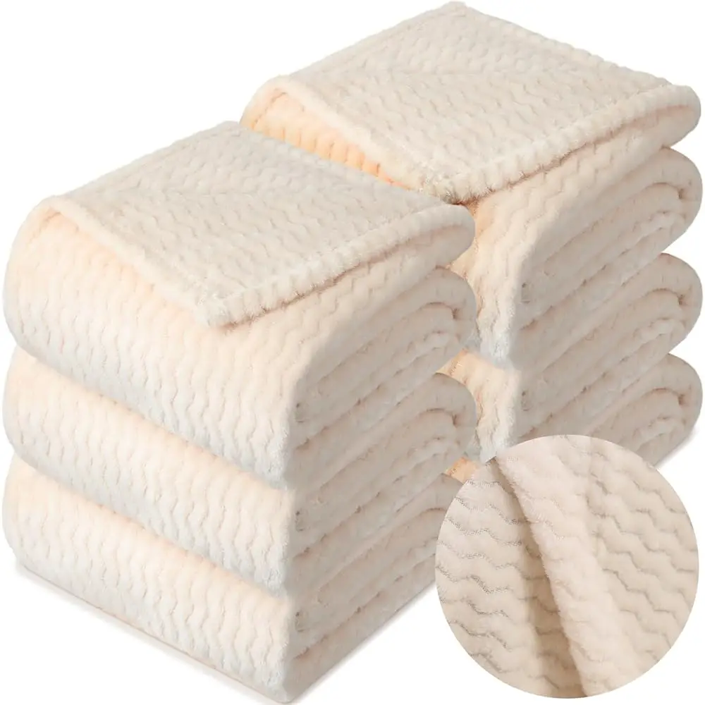 

6 Pcs Wedding Flannel Fuzzy Throw Blanket Bulk 50 X 60 H Lap Nap Blanket Wavy Soft Lightweight For Pet Couch Sofa Office
