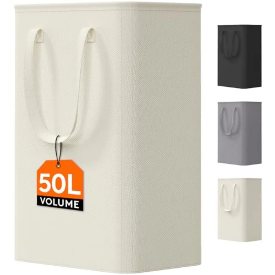 

Slim Laundry Hamper, Narrow Small Laundry Basket with Handle for Dirty Clothes, Collapsible Tall Thin Laundry Bin for Bathroom