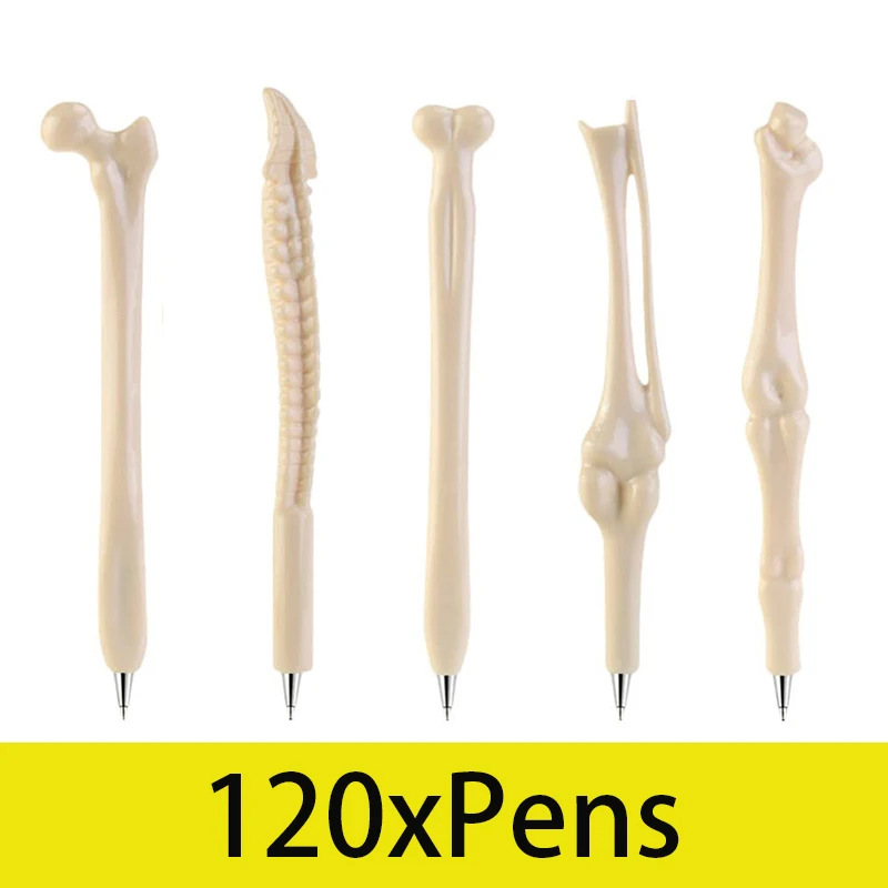 

120Pcs Novelty Bone Shape Ballpoint Pens Black Ink Bone Model Pens Writing Pen Nurse Doctor Pens Stationery Gift