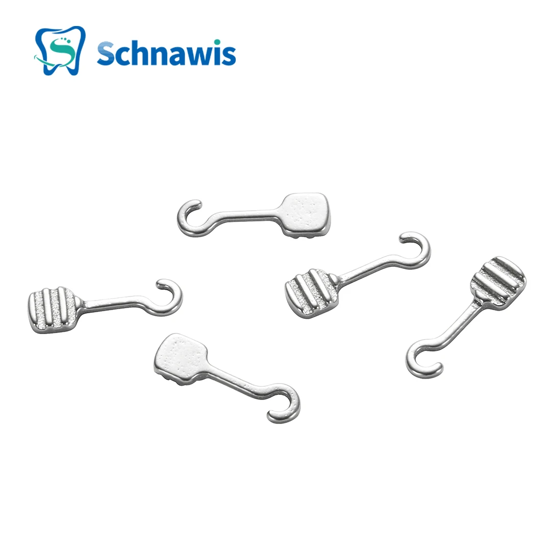 Schnawis 10Pcs/Pack Dental Orthodontic Crimpable Hook Curved Multi-Function Long Hook Fixed on ArchWires Ortodoncia Materials