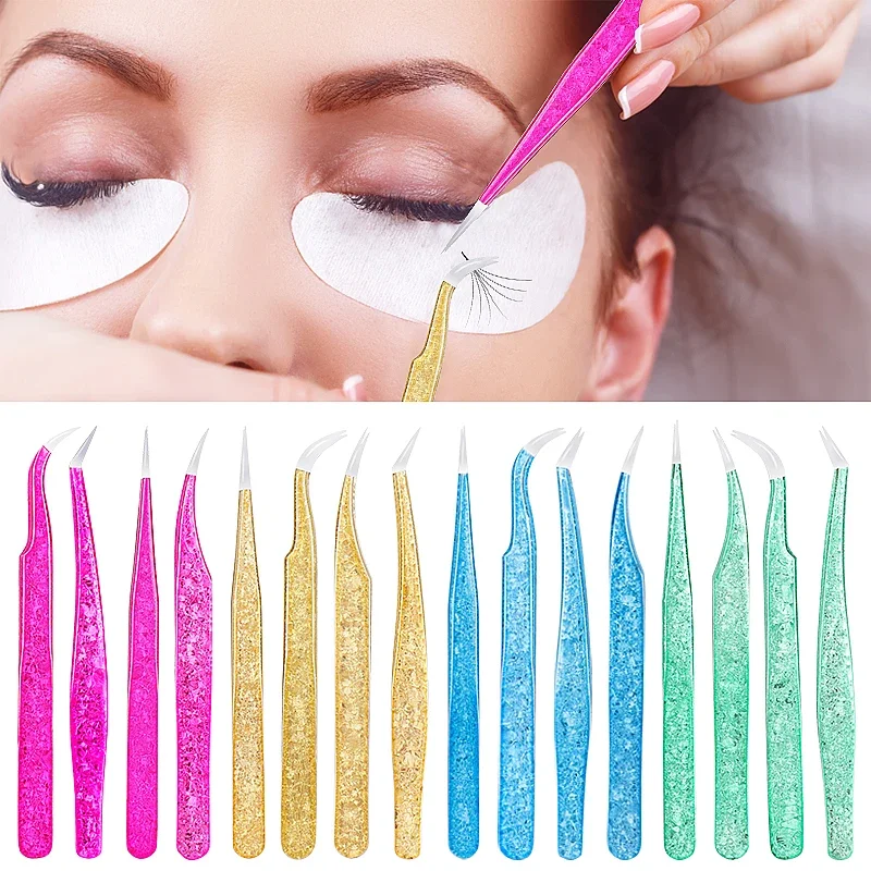 Sdotter Eyelash Tweezer ดอกไม้น้ําแข็ง Anti-Static สแตนเลสแหนบคิ้ว Grafting 3D ศิลปะ Lash EXTENSION อุปกรณ์ Mak