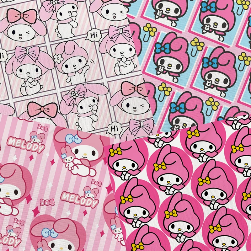 Kuromi My Melody Fabric printed polyester cotton Clothes Patchwork Quilting DIY pet cloth bag fabric