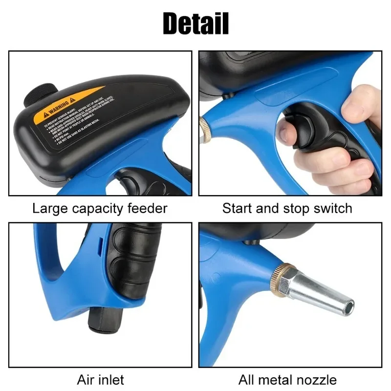 Handheld Gravity Blaster 90Psi Portable Sand Paint Sprayer Pneumatic Rust Power Tool Protection Blasting Air Gun High Pressure