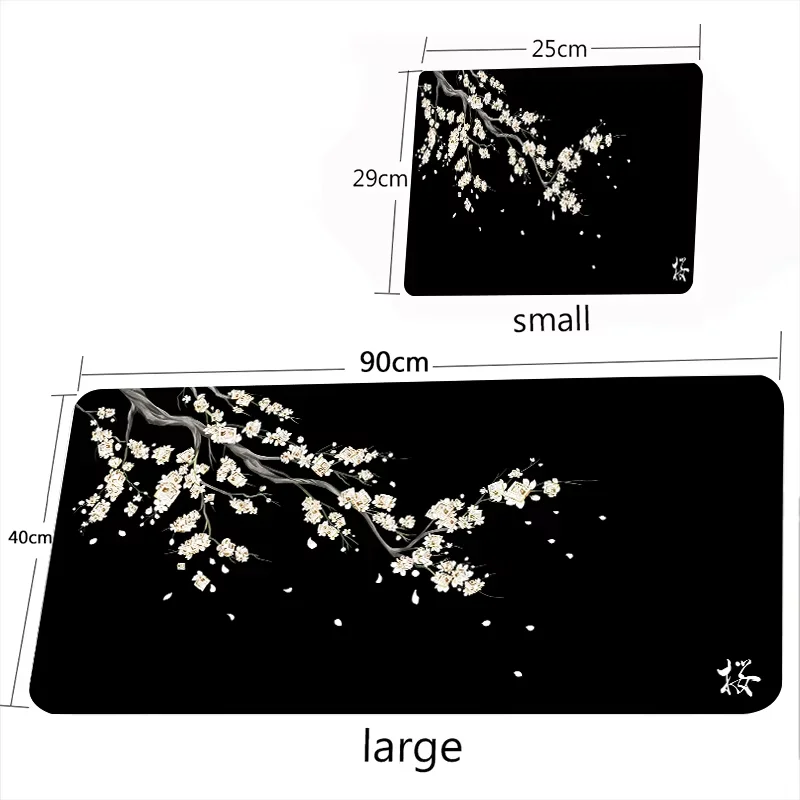 النمط الياباني الوردي ساكورا ماوس الوسادة أسود أبيض XXL الألعاب مكتب الحصير كبير مكتب حصيرة توري الفن السجاد ألعاب الكمبيوتر المحمول الجدول وسادة