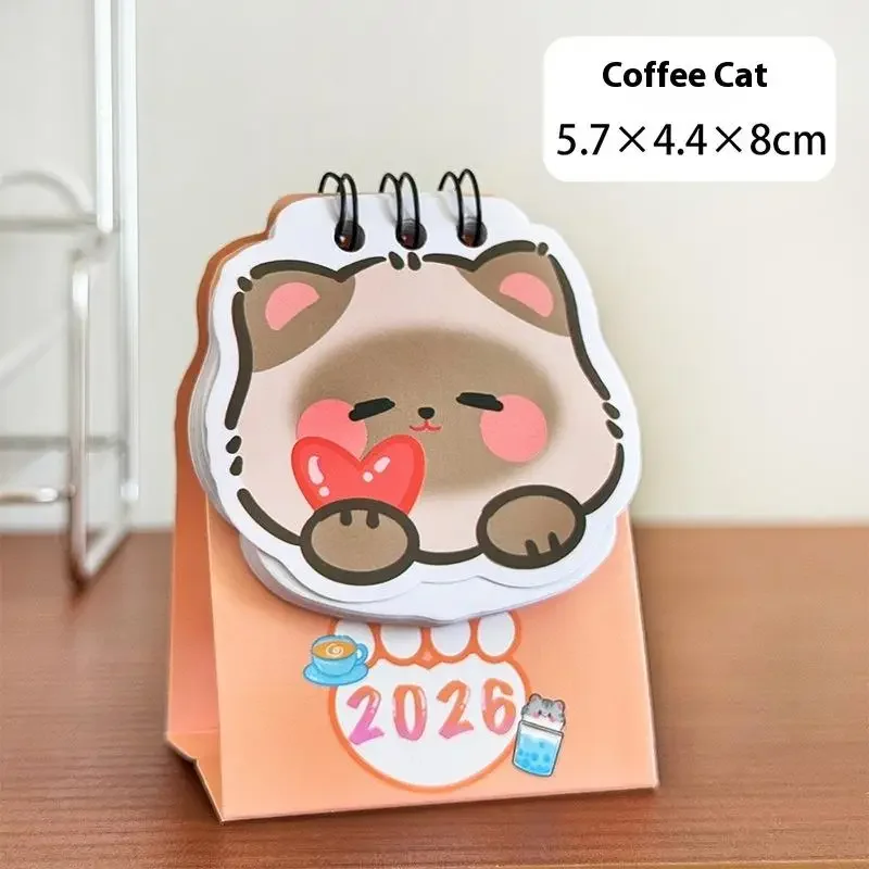 2026 Mini Simple Cute Cartoon Pattern Small Desk Calendar Pocket Portable Calendar Punch Plan Desktop Decoration