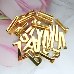 10pc Hole 30mm Slide Letter Plain Golden Color English Alphabet A-Z Fit DIY Wristband Bracelet Pet Collar Jewelry Making