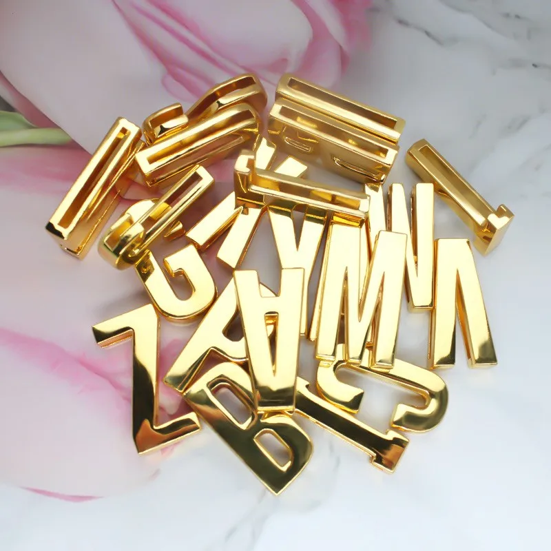 1pc Hole 30mm Slide Letter Plain Golden Color English Alphabet A-Z Fit DIY Wristband Bracelet Pet Collar Jewelry Making