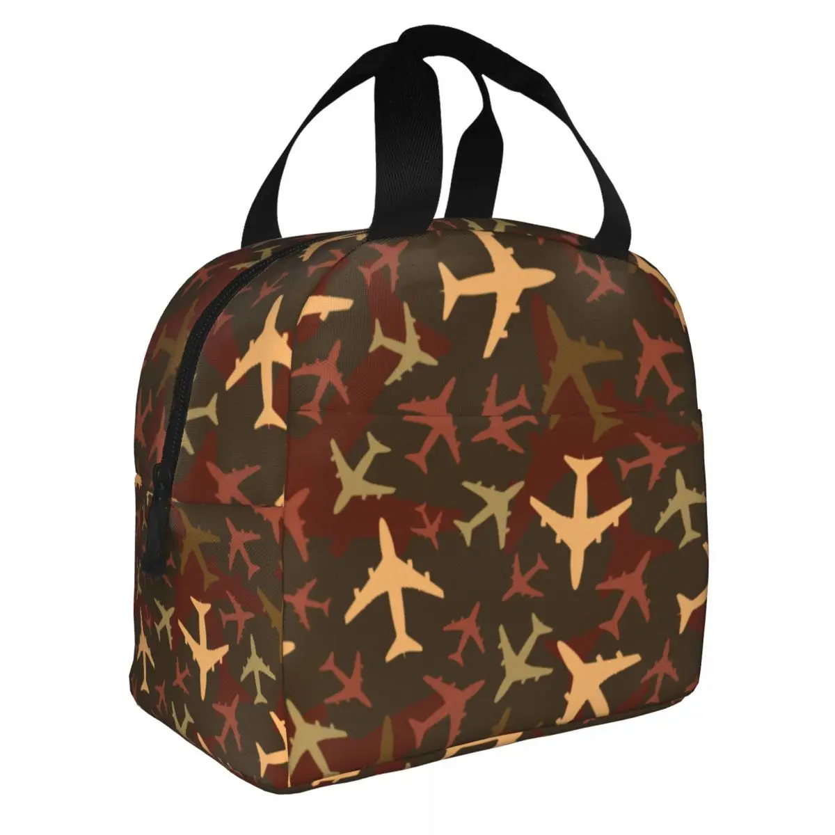 Custom Aviation Airplane Pilot Camouflage Insulated Lunch Bag for Work School Waterproof Thermal Cooler Lunch Box Women Kids