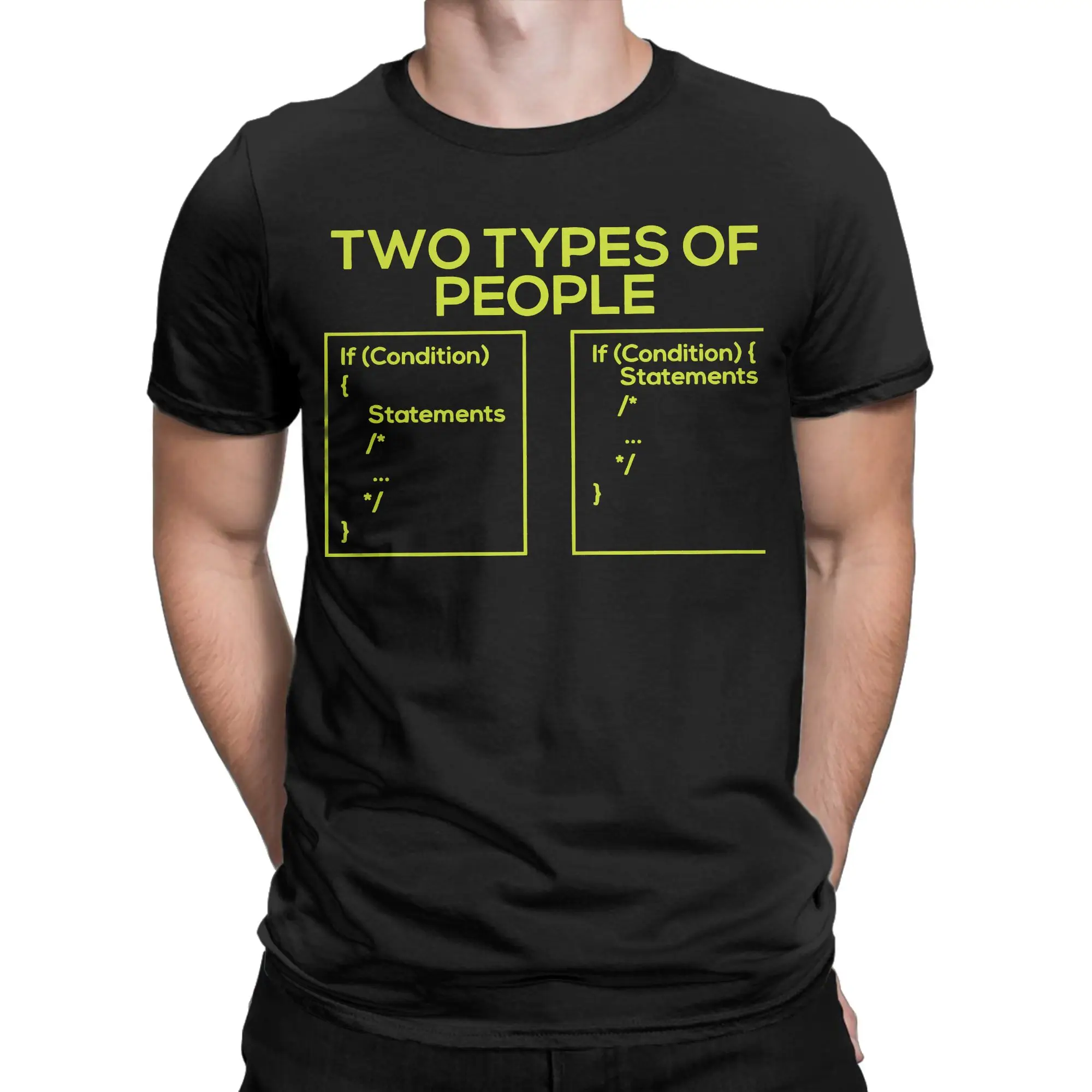 Vintage Programming Types of People T-Shirt Men's Top Tee Funny Computer Nerd Geek Programmer Coder Code Cotton Summer Clothing
