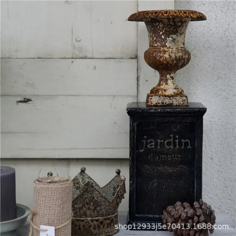Magnesium oxide old retro black Roman column ornament gardening groceries garden garden decoration crafts