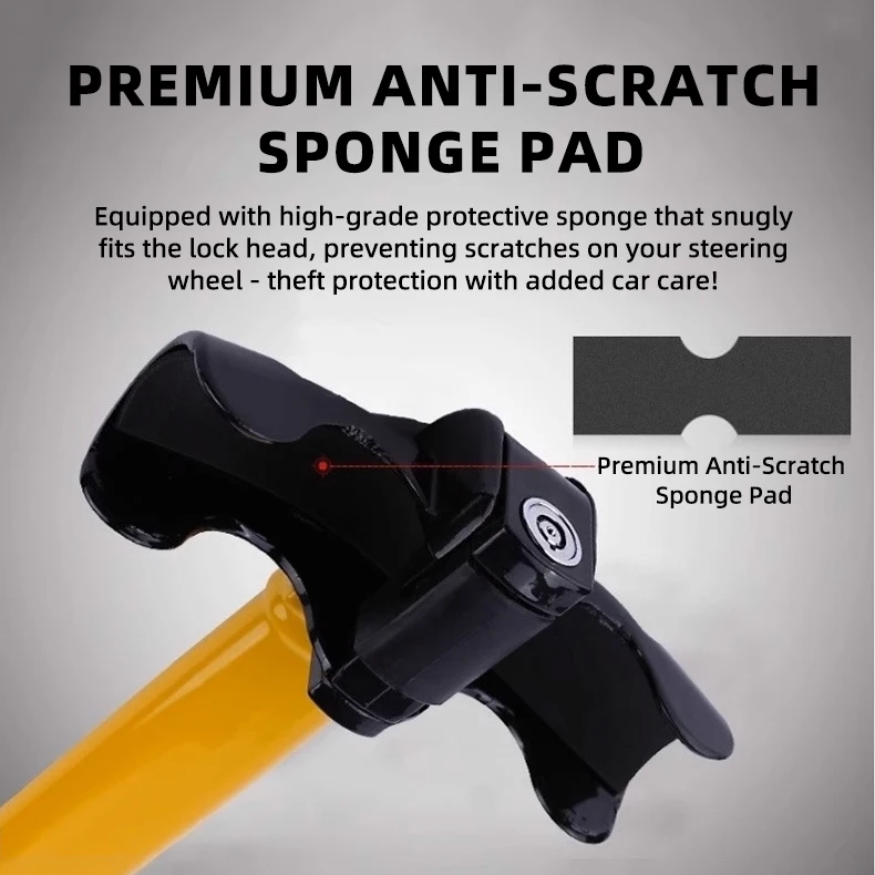 Universal Car Steering Wheel Lock With 2 Keys Security Rotating T Shaped Anti Theft Lock For Vehicle Protection