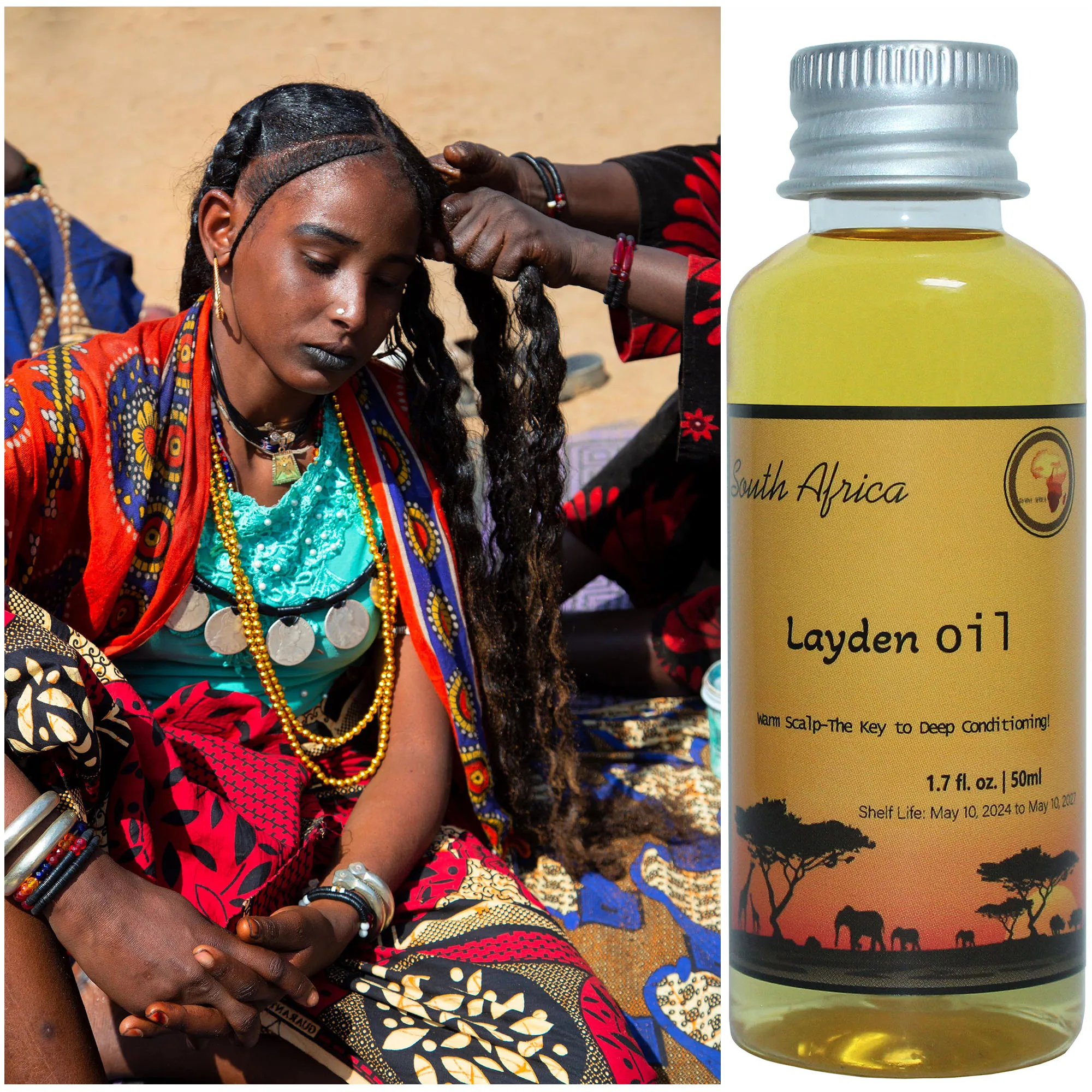 One Touch to Gorgeous with African Traditionally Cold-Pressed Layden Nourish Oil Scalp & Hair Roots Strengthening