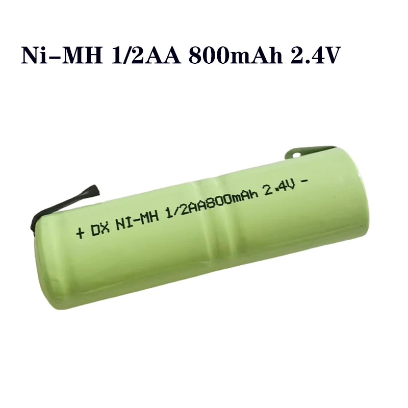 

Rechargeable 2.4V 1/2AA Ni-Mh battery 800mAh 1/2 AA Battery For Welding Tabs for Electric Shaver Razor Toothbrush