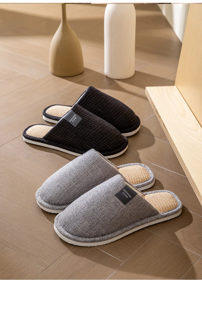 Unisex-Hausschuhe für Frühling und Herbst, für den Innenbereich, Schlafzimmer, Boden, leicht, leise, flache Sohle, atmungsaktiv, bequem, ganzjährig tragbare Hausschuhe – Detail 15
