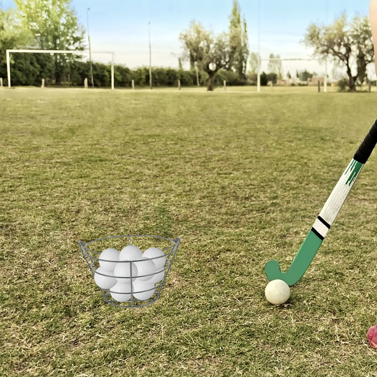 

Golf Ball Basket Lightweight Durable Steel Portable Organizer Handle Easy Carry Storage Container for Golf Training