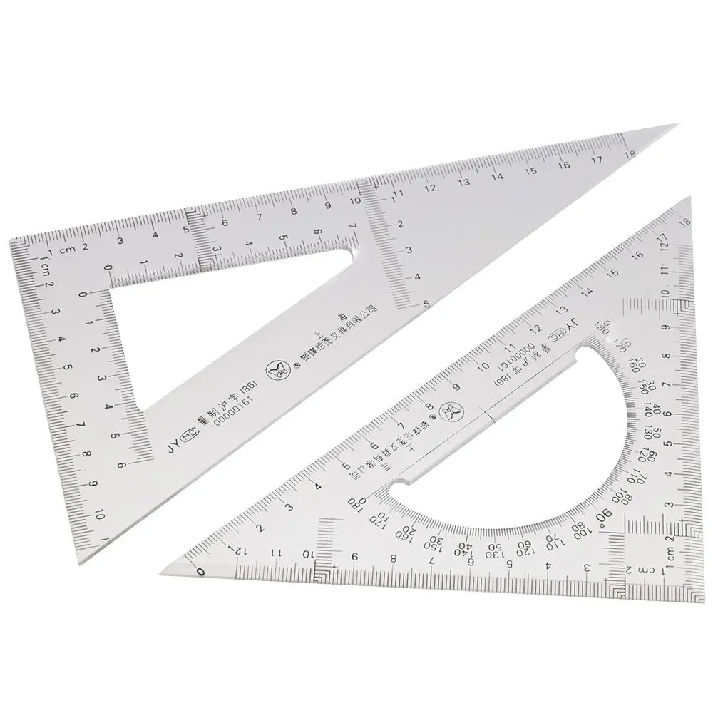 2 Pack Acrylic Plastic Ruler Drawing Transparent 45/90 Degree Measuring Tool 30/60 Degree Ruler Office