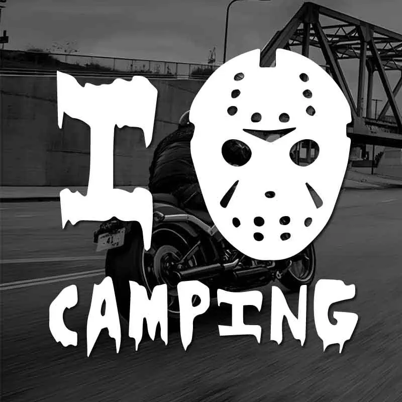 1PC Eye - Catching "I Love Camping" Decal with Mask, Great for Phone Cases, Notebooks & Edgy Outdoor Crafts