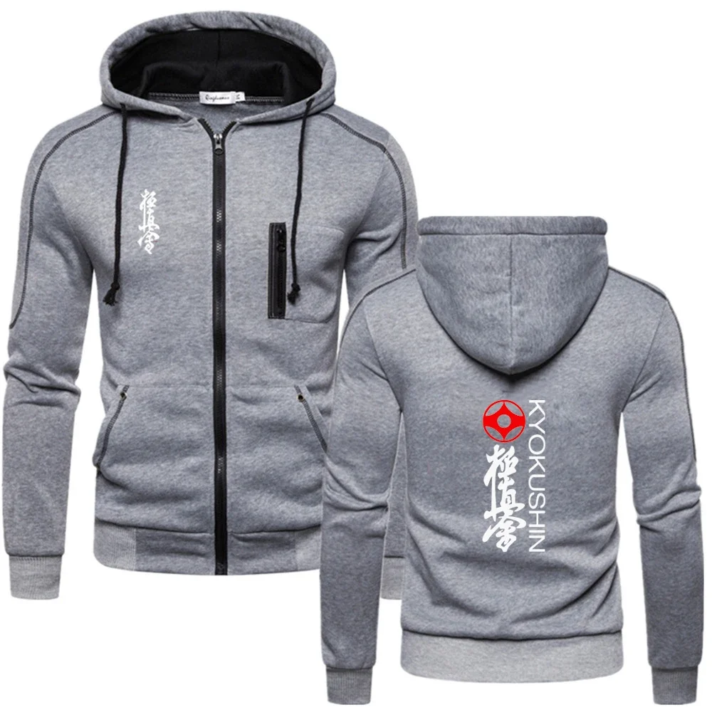 2024 frühling Herbst männer Kyokushin Karate Logo Druck Sport Casual Zipper Einfarbig Sweatshirt Mit Kapuze Zipper Jacke Hoodies